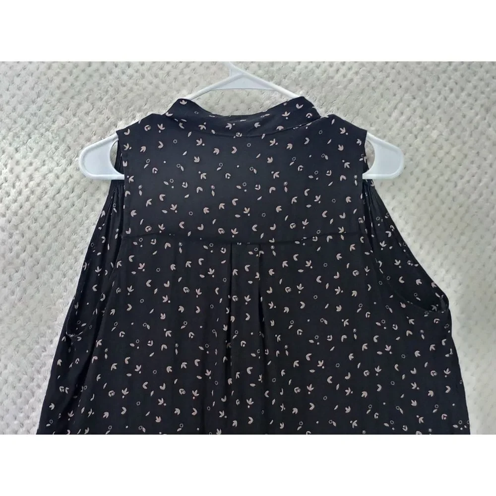 Free People Tuck In Top Women's Large Black Sleeveless Tie Closure Top